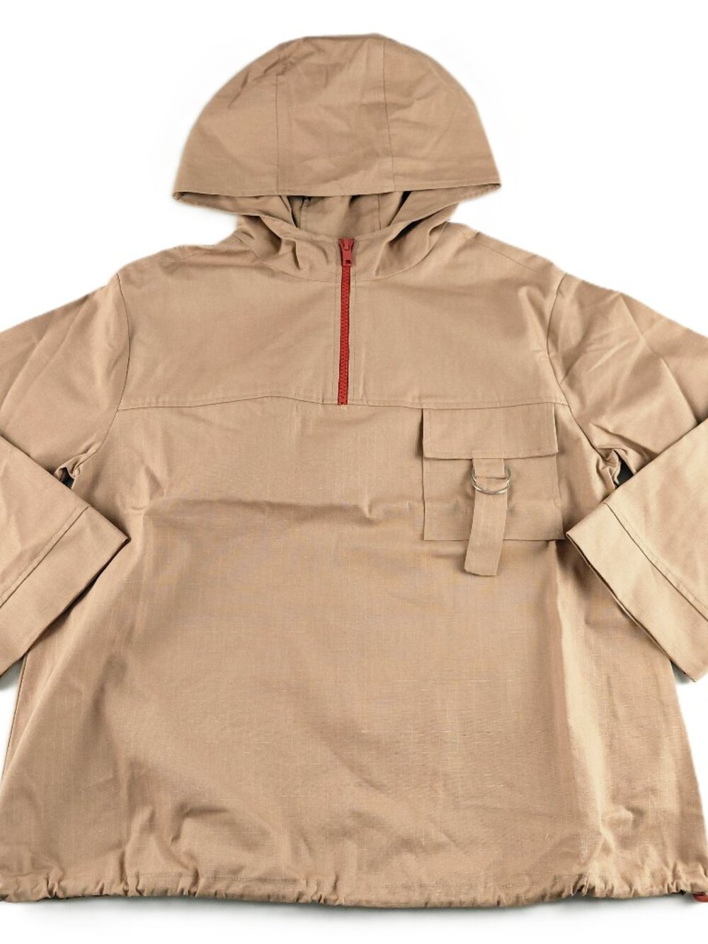The Sunday Collective Quarter Zip Hooded Jacket Kids Size 8-9Y Brown Cotton